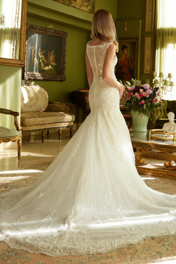 Illusion V-Neckline Mermaid Women Bridal Dress by GLS by Gloria - GL3536