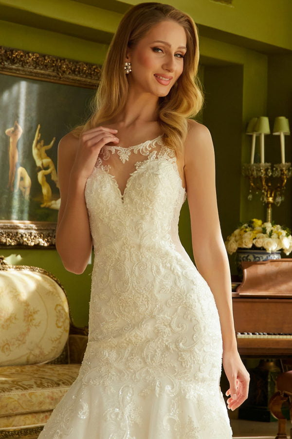 Illusion V-Neckline Mermaid Women Bridal Dress by GLS by Gloria - GL3536