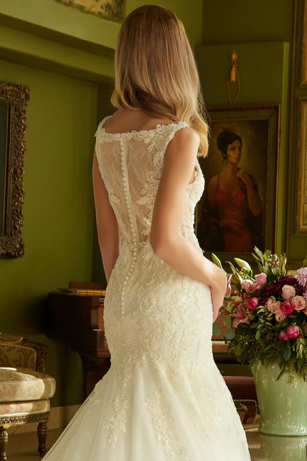 Illusion V-Neckline Mermaid Women Bridal Dress by GLS by Gloria - GL3536
