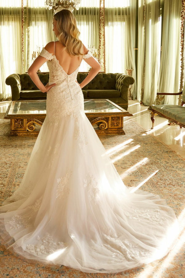 Sequin Off Shoulder Strap Women Bridal Dress by GLS by Gloria - GL3537