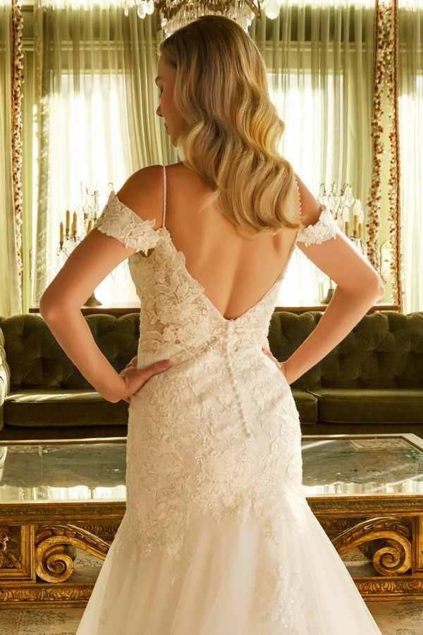 Sequin Off Shoulder Strap Women Bridal Dress by GLS by Gloria - GL3537