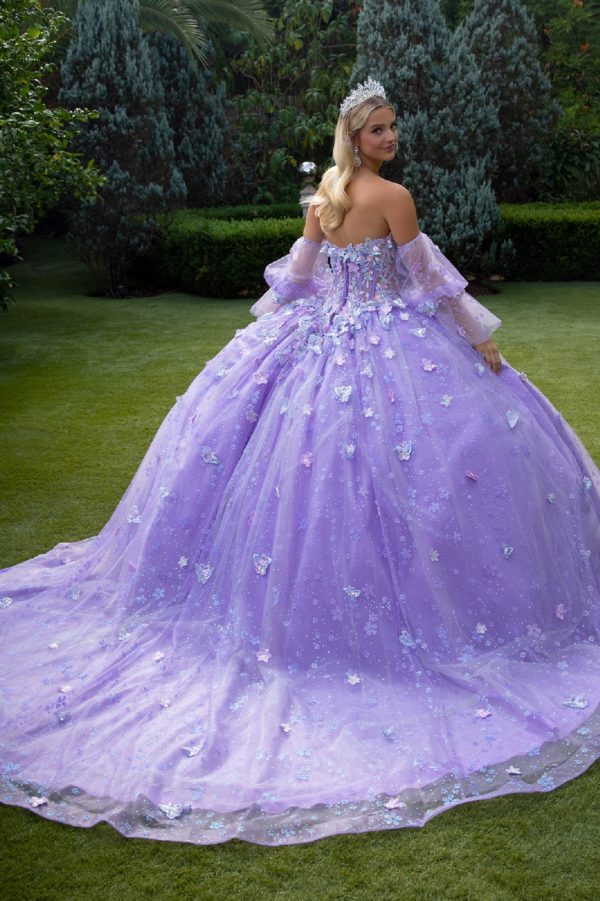 3D Butterfly Sweetheart Neckline Quinceanera Dress by GLS by Gloria - GL3541