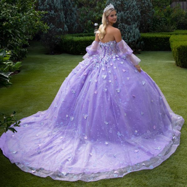 3D Butterfly Sweetheart Neckline Quinceanera Dress by GLS by Gloria - GL3541