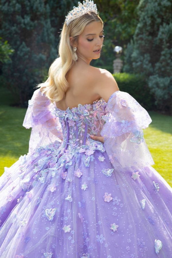 3D Butterfly Sweetheart Neckline Quinceanera Dress by GLS by Gloria - GL3541