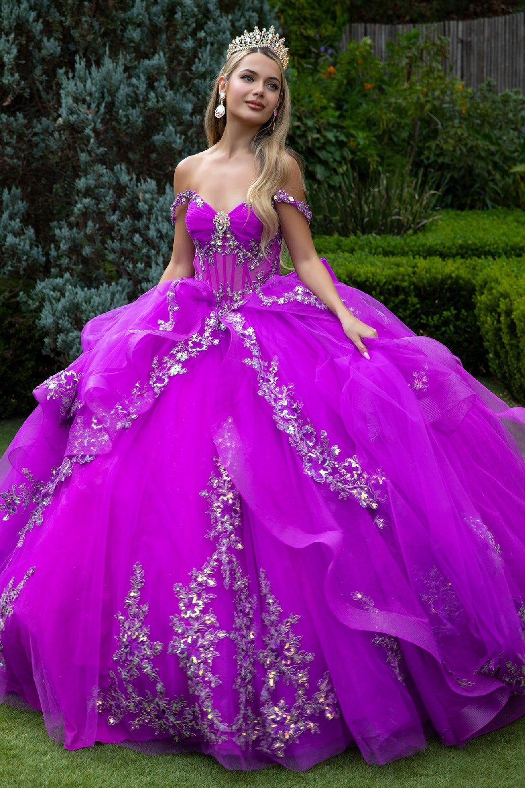 Embellished Strap Corset V-Neckline Quinceanera Dress by GLS by Gloria