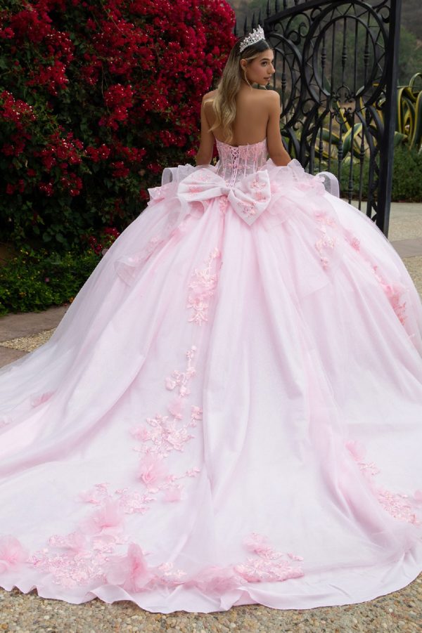 Strapless 3D Flower Applique Quinceanera Dress by GLS by Gloria - GL3549