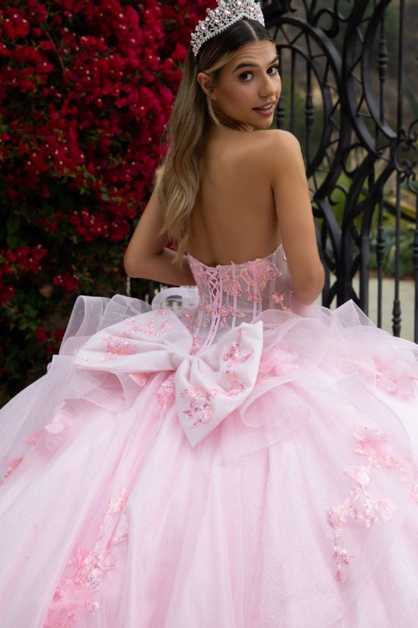 Strapless 3D Flower Applique Quinceanera Dress by GLS by Gloria - GL3549