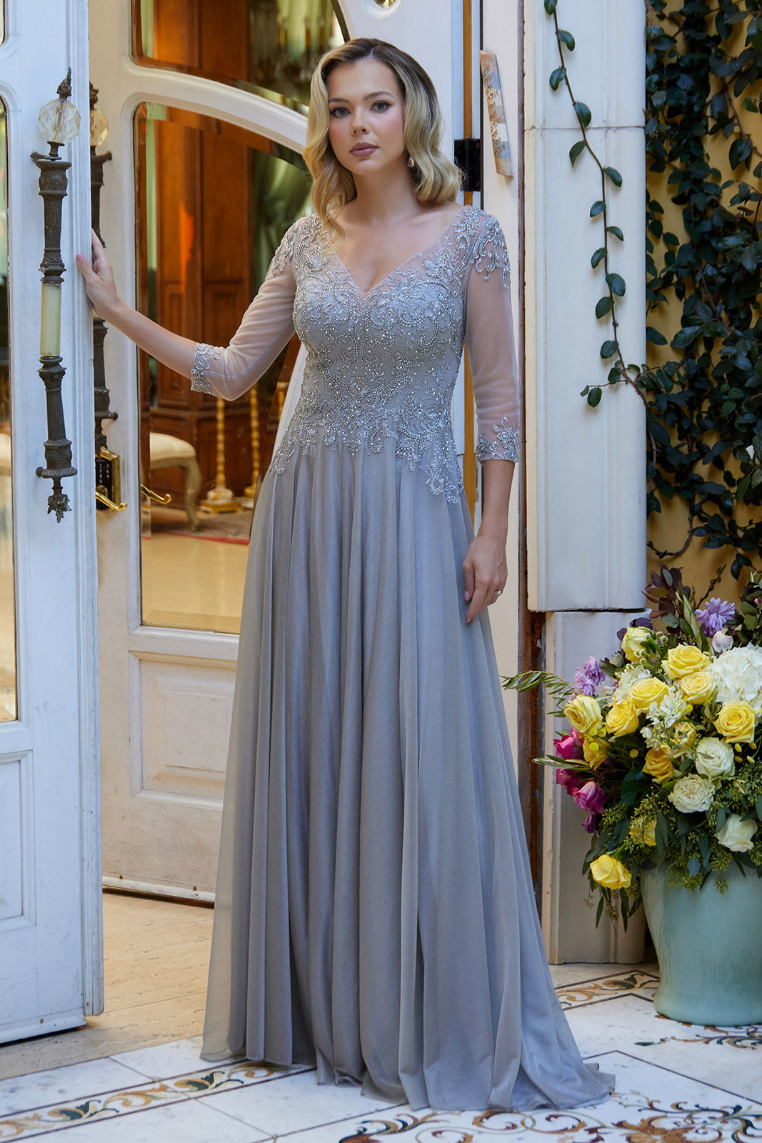 Elizabeth K GL3572 Prom Dress - Silver | NewYorkDress Elizabeth K GL3572 Prom Dress - Silver | NewYorkDress