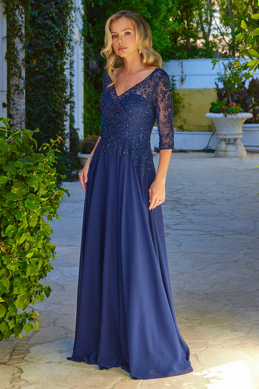 Elizabeth K GL3573 Chiffon Gown Formal Dress Shops 4XL / Navy Elizabeth K GL3573 Chiffon Gown Formal Dress Shops 4XL / Navy