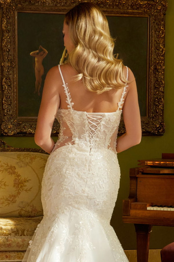 Sequin V-Neckline Tulle Mermaid Women Bridal Dress by GLS by Gloria - GL3601