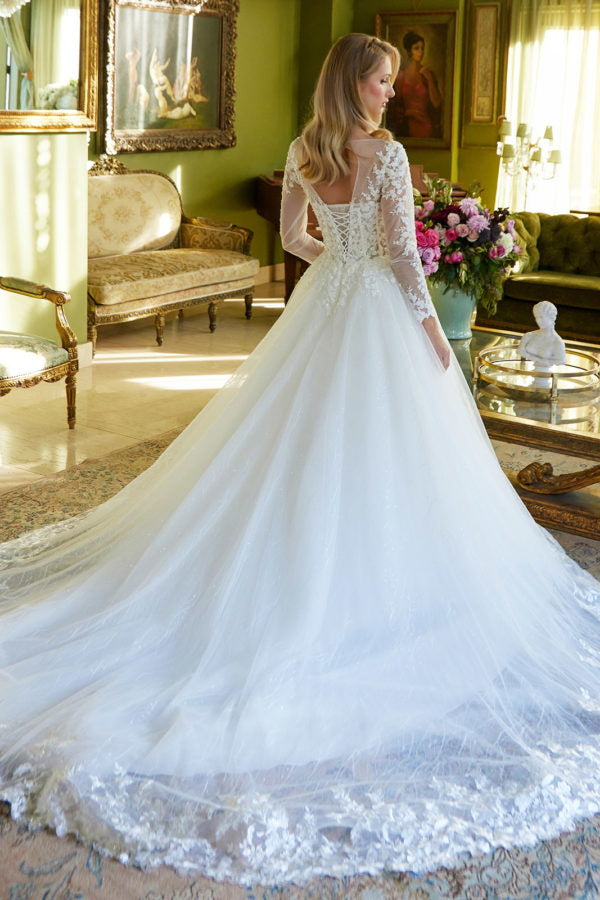 Illusion V-Neckline A-Line Women Bridal Dress by GLS by Gloria - GL3603