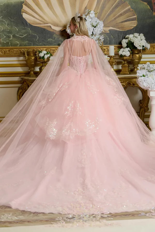 Tulle Spaghetti Strap Sequin Quinceanera Dress by Elizabeth K - GL3645