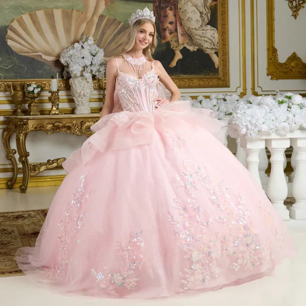 Tulle Spaghetti Strap Sequin Quinceanera Dress by Elizabeth K - GL3645