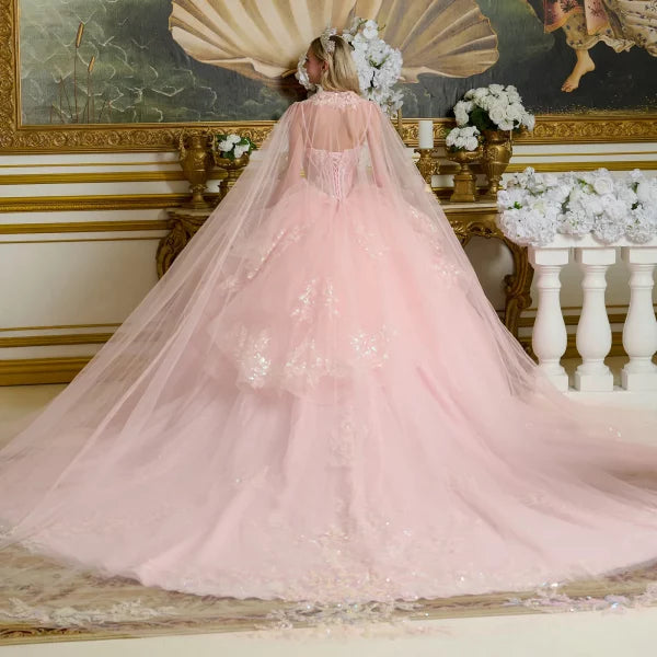 Tulle Spaghetti Strap Sequin Quinceanera Dress by Elizabeth K - GL3645