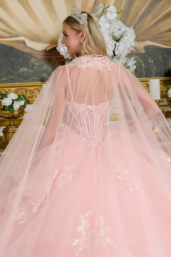 Tulle Spaghetti Strap Sequin Quinceanera Dress by Elizabeth K - GL3645