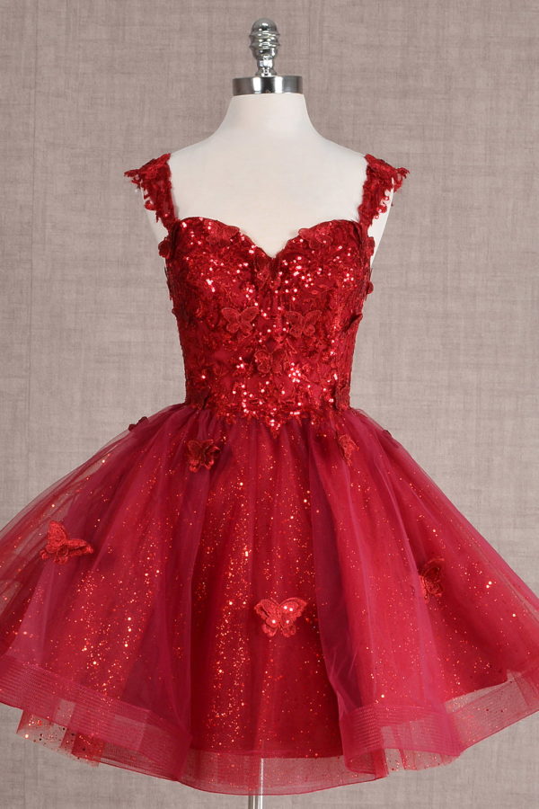 Elizabeth K - GS3186 - Sequin Sweetheart Neckline Cocktail Dress - Short