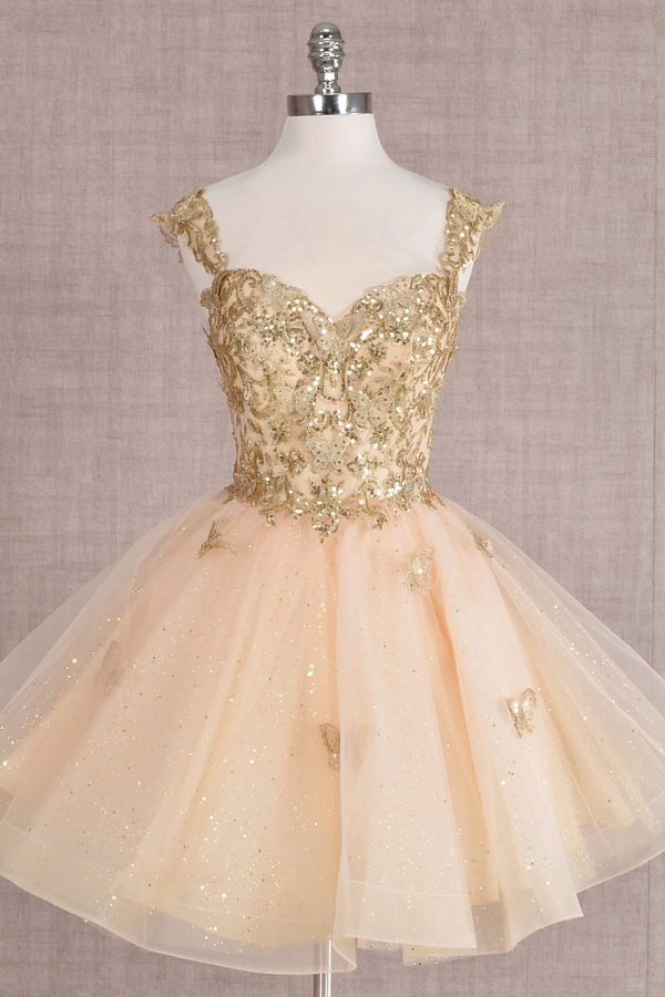 Elizabeth K - GS3186 - Sequin Sweetheart Neckline Cocktail Dress - Short