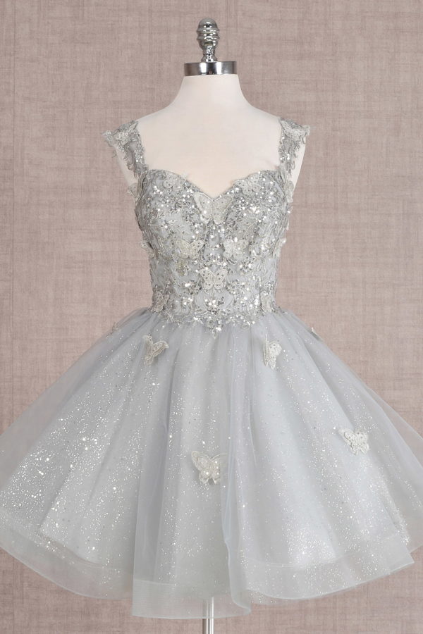 Elizabeth K - GS3186 - Sequin Sweetheart Neckline Cocktail Dress - Short