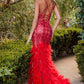 Fitted Feather V-Neck Mermaid Formal Evening Gown by Andrea & Leo Couture - A1297 - Special Occasion