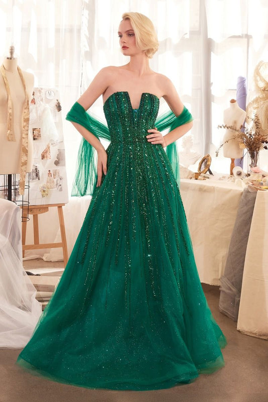 Strapless V-Neckline Layered Tulle Gown by Andrea and Leo A1369 - Special Occasion/Curves