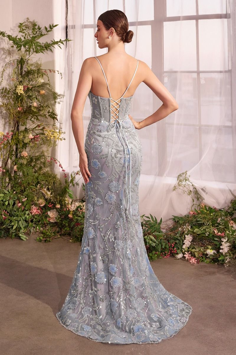 Floral Plunging Neckline Mermaid Gown by Andrea and Leo A1393 - Special Occasion
