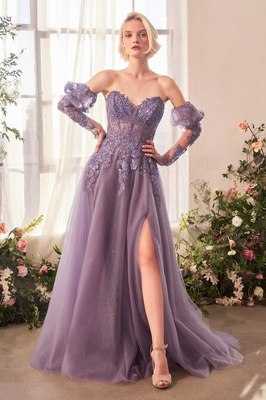 Strapless Layered Glitter A-Line Gown by Andrea and Leo A1398 - Special Occasion/Curves