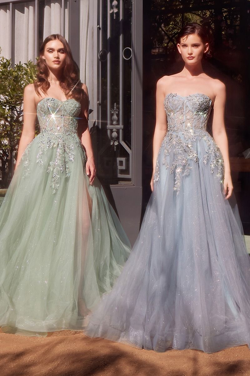 Lace Applique Sweetheart Leg Slit Gown by Andrea and Leo A1415 - Special Occasion