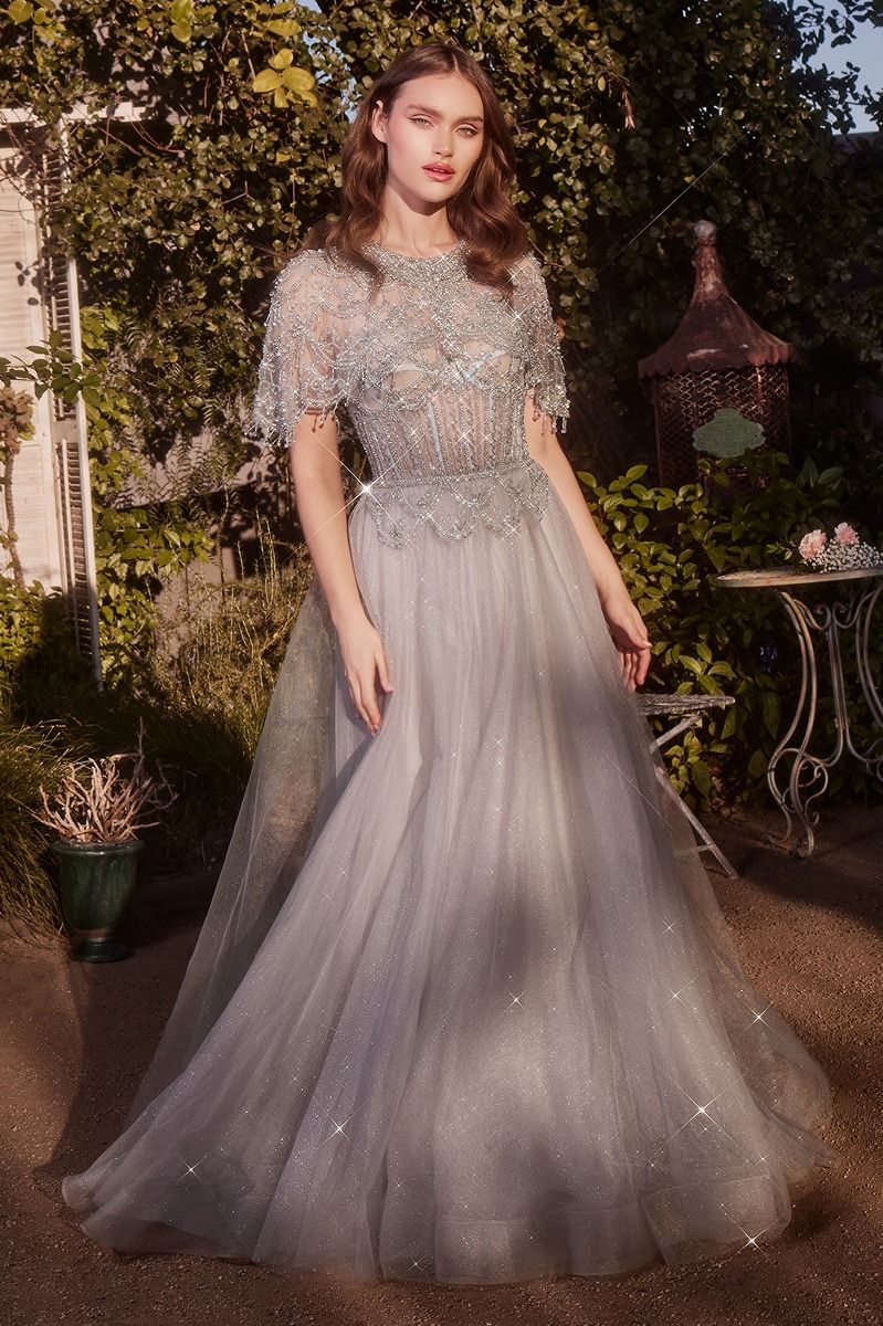 Embellished Bodice High Neckline Gown by Andrea and Leo A1444 - Special Occasion