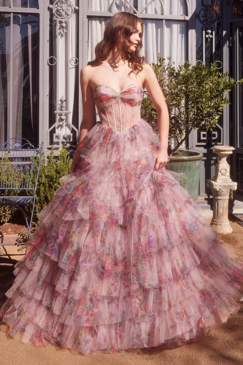 Strapless Sweetheart Neckline A-Line Gown by Andrea and Leo A1463 - Special Occasion Multicolor / 6 Strapless Sweetheart Neckline A-Line Gown by Andrea and Leo A1463 - Special Occasion Multicolor / 6