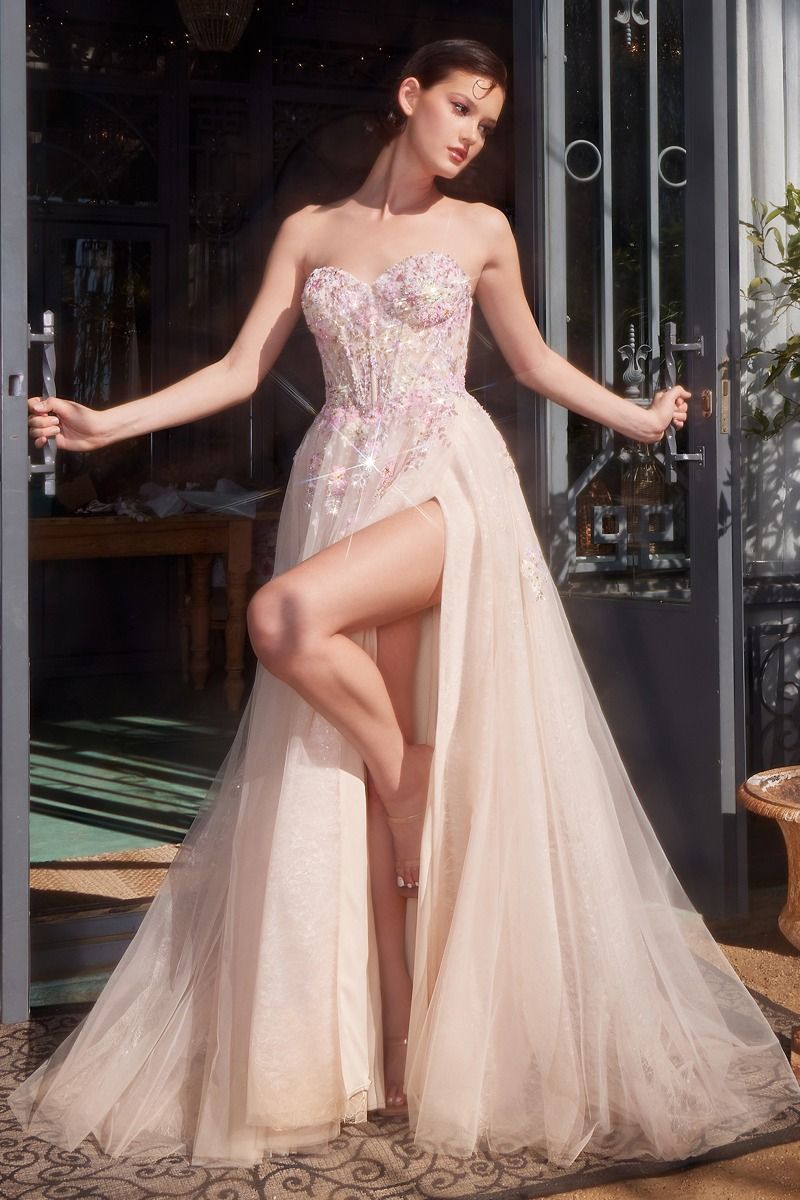 Strapless Sweetheart Neckline Tulle Gown by Andrea and Leo A1468 - Special Occasion