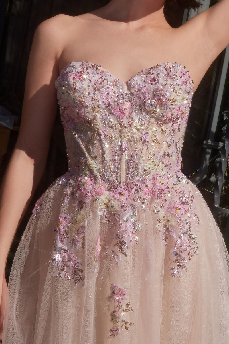 Strapless Sweetheart Neckline Tulle Gown by Andrea and Leo A1468 - Special Occasion