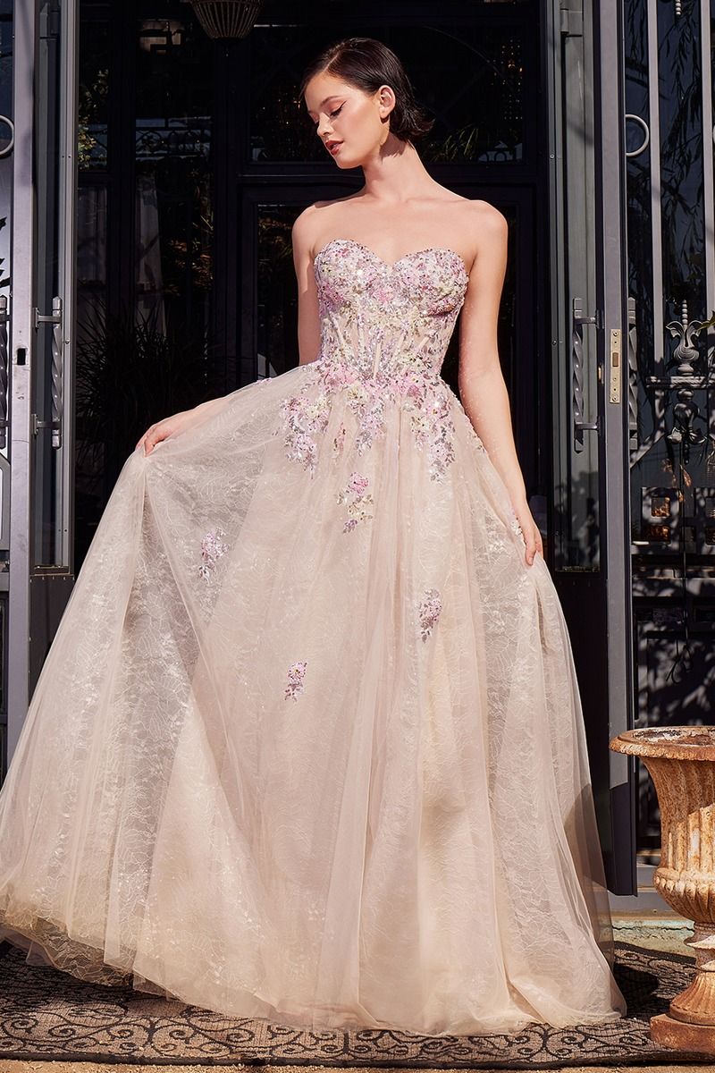 Strapless Sweetheart Neckline Tulle Gown by Andrea and Leo A1468 - Special Occasion