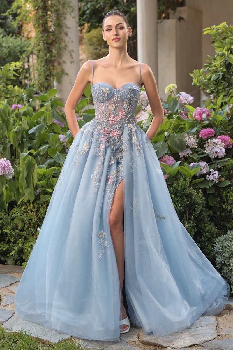 Glitter Illusion Layered Tulle Gown by Andrea and Leo A1490