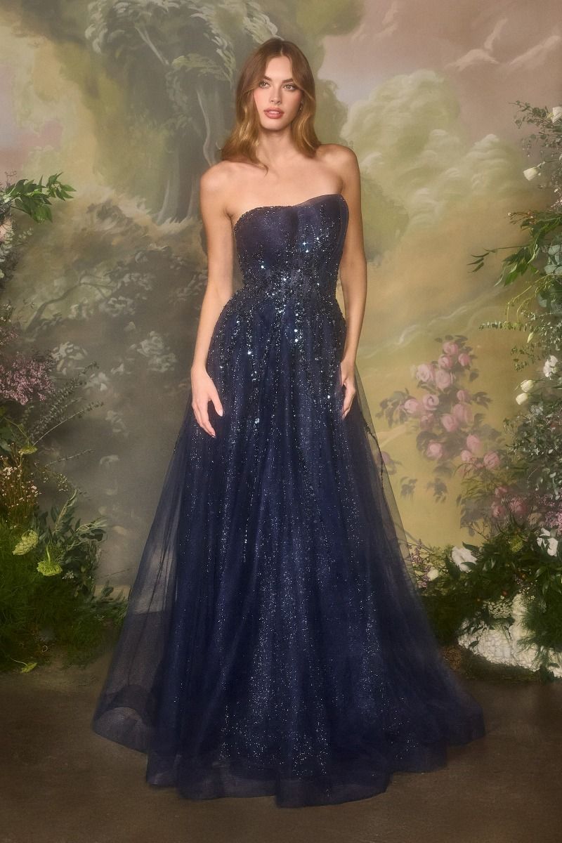 Strapless Soft Floral A-Line Gown by Andrea and Leo A1491 - Special Occasion