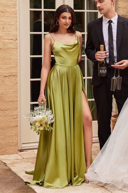 Simple Satin A-Line Dress by Cinderella Divine BD104 - Special Occasion
