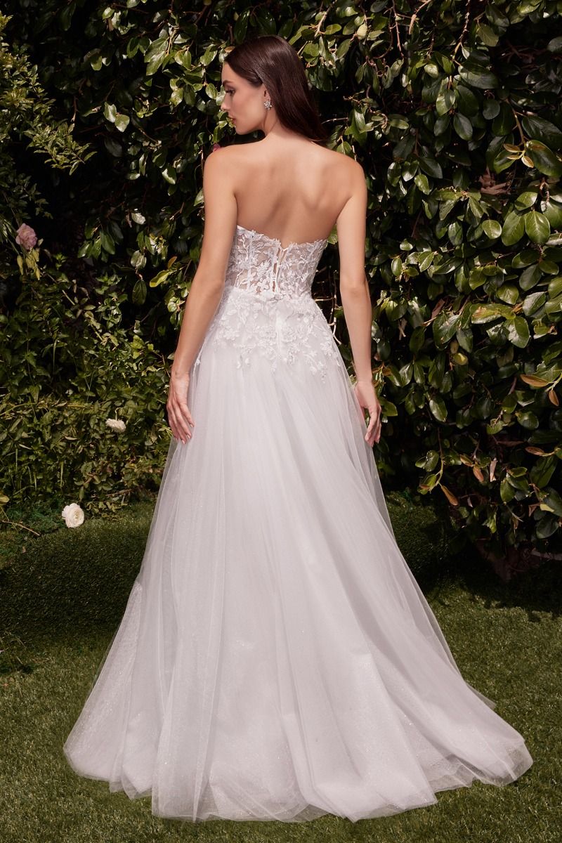 Strapless A-Line Lace & Tulle Bridal Dress by Ladivine C148W