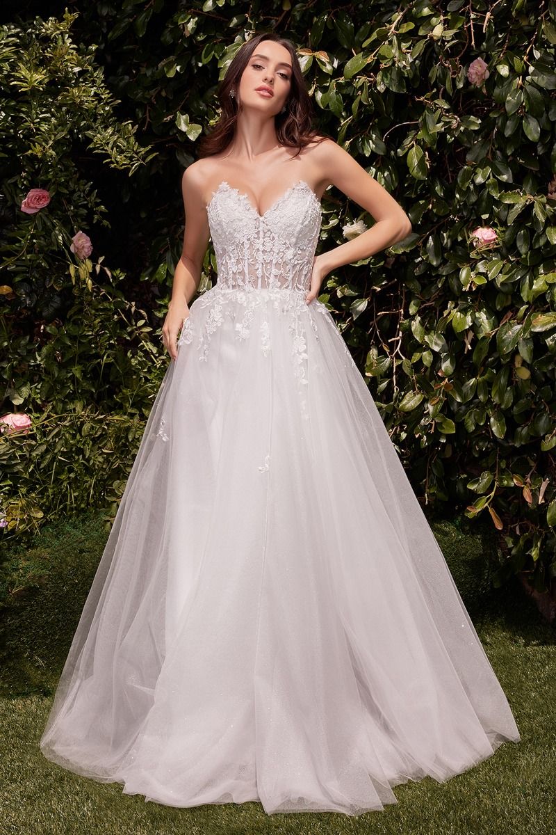 Ladivine C148W Strapless A Line Lace & Tulle Wedding Dress, Off White / 14 Ladivine C148W Strapless A Line Lace & Tulle Wedding Dress, Off White / 14