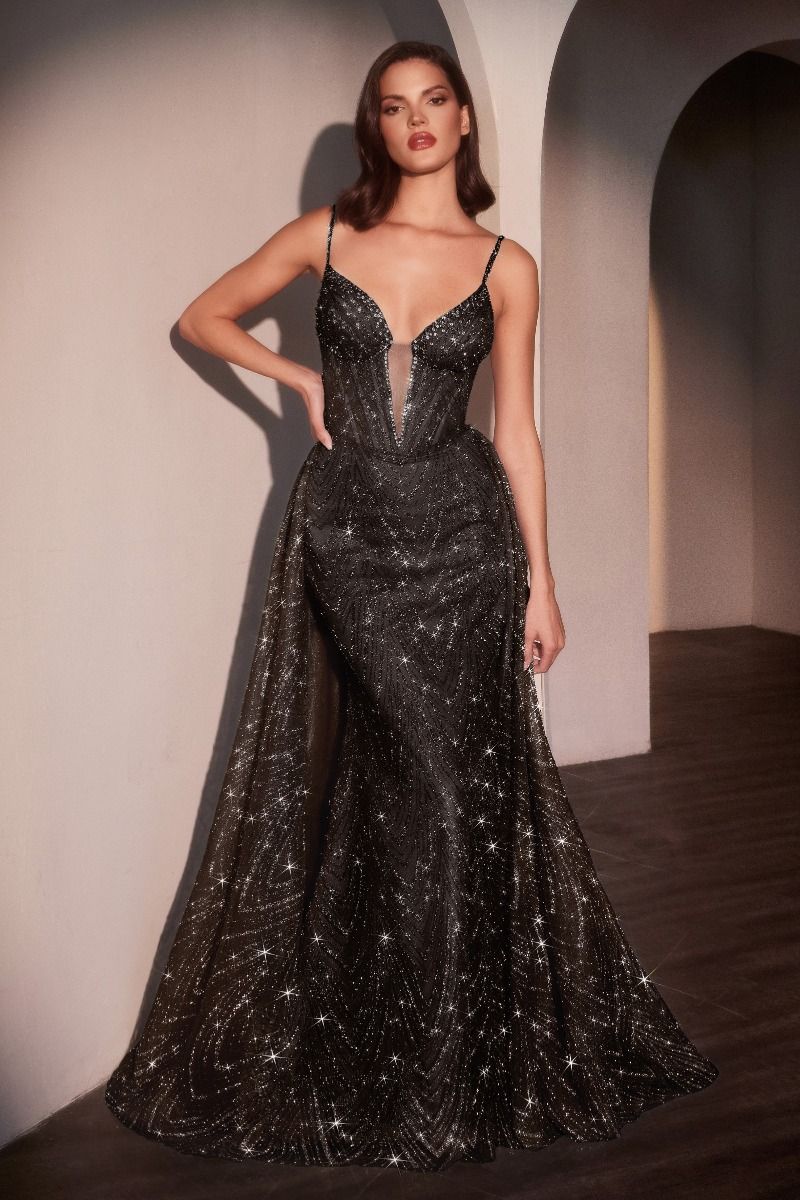 Glitter Printed Layered Tulle Gown By Ladivine C167 - Women Evening Formal Gown - Special Occasion