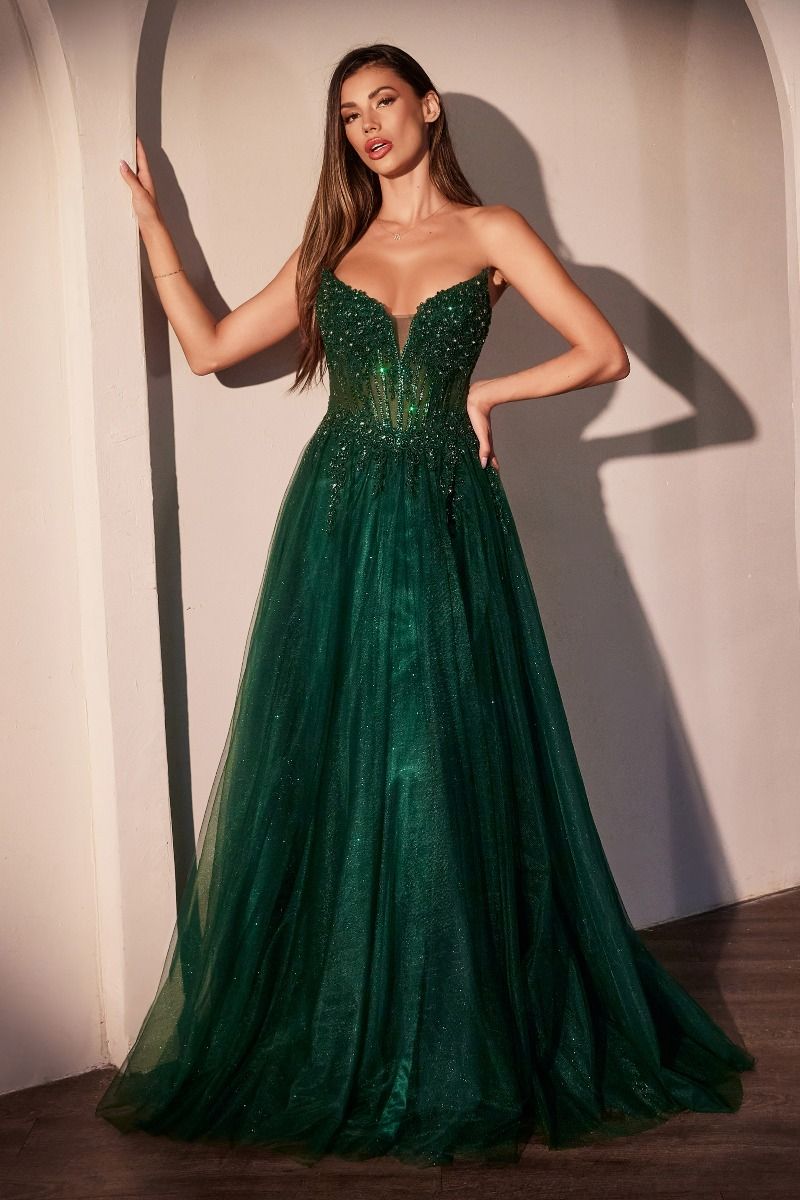 Strapless Layered Tulle A-Line Gown By Ladivine CC487 - Women Evening Ariststyles Strapless Layered Tulle A-Line Gown By Ladivine CC487 - Women Evening Ariststyles