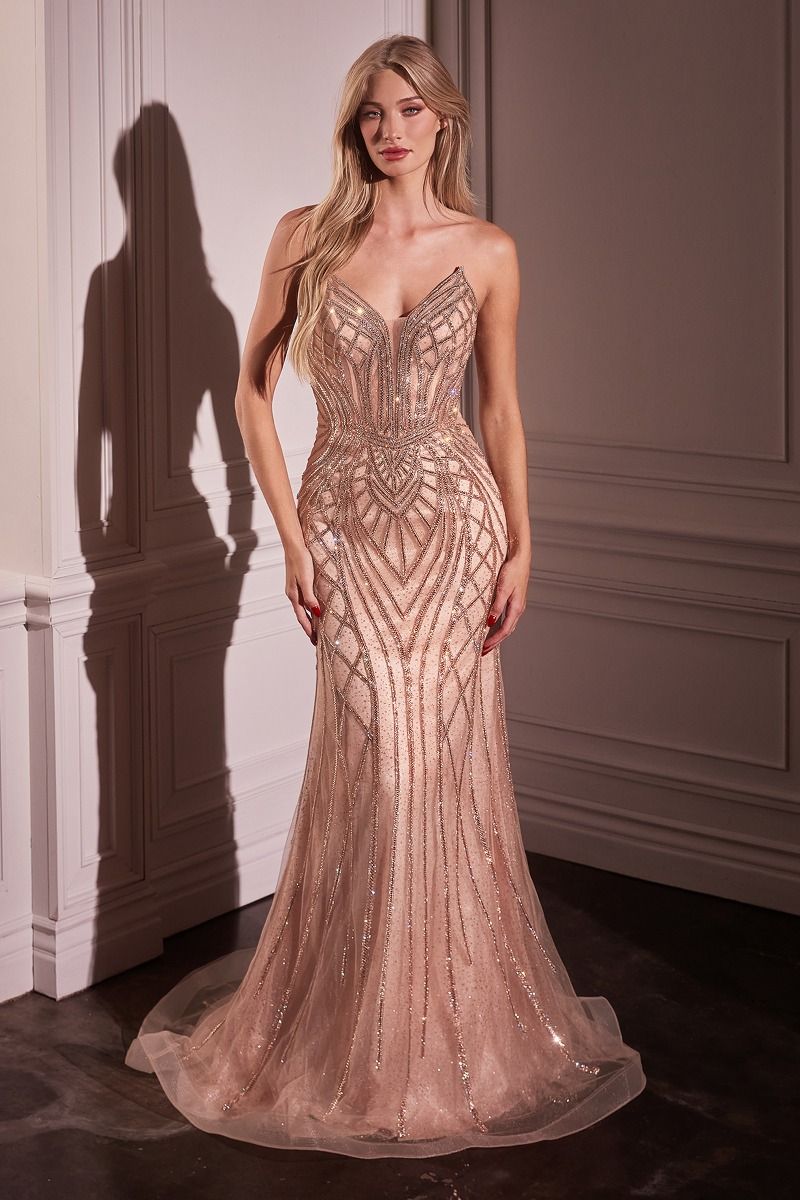 Strapless Embellished Mermaid Gown by Cinderella Divine CC6018 - Special Occasion