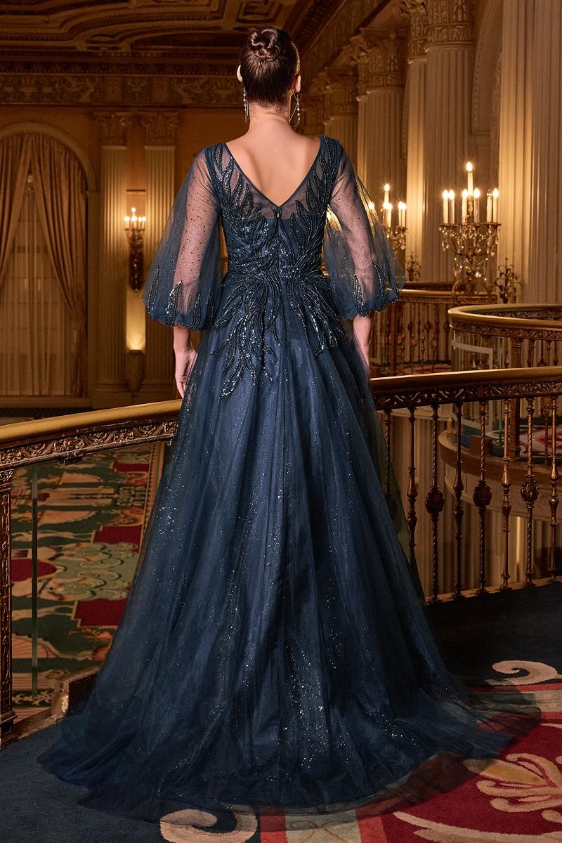 Embellished Layered Tulle A-Line Gown by Cinderella Divine CD0101 - Special Occasion/Curves