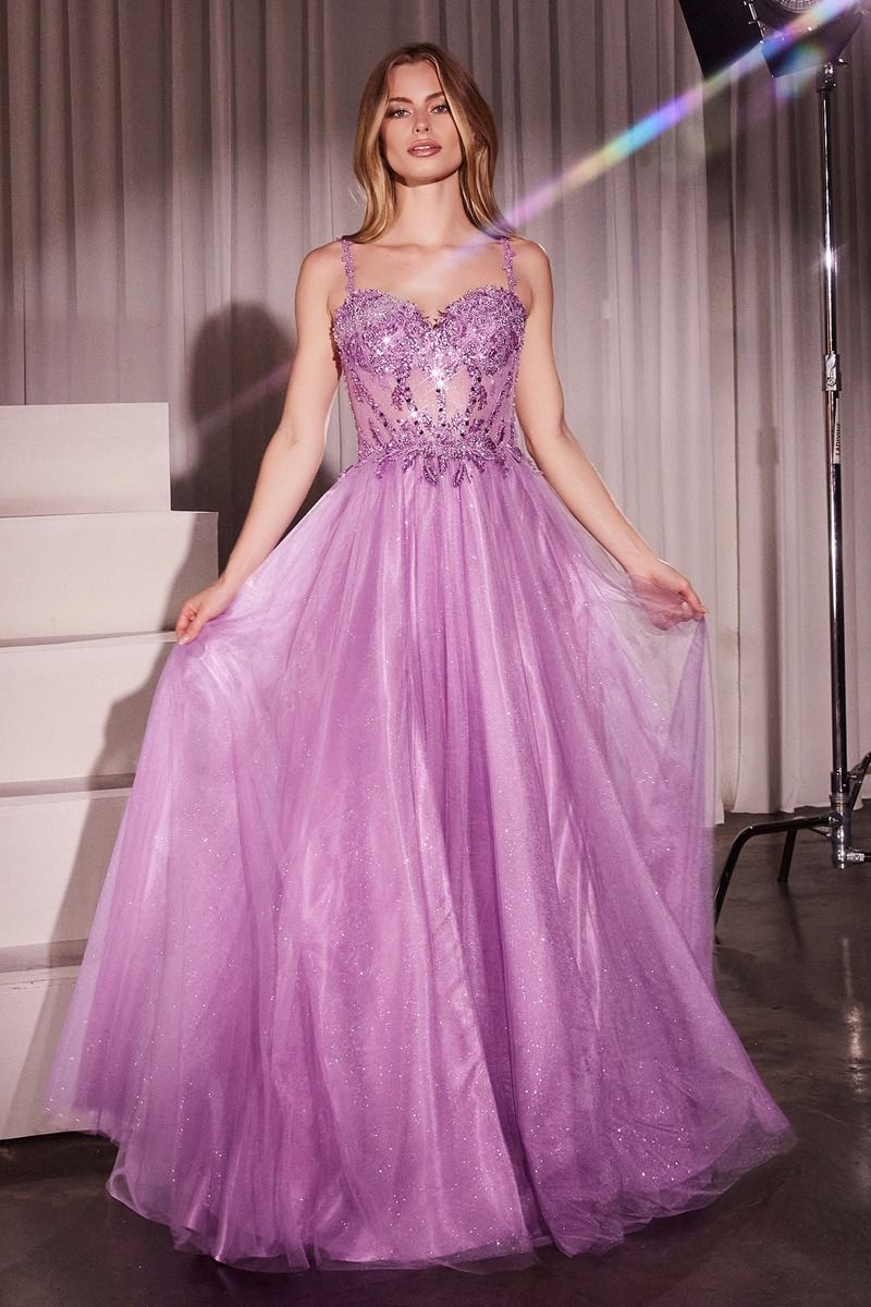 Sweetheart Neckline Tulle A-Line Gown by Cinderella Divine CD0234 - Special Occasion/Curves