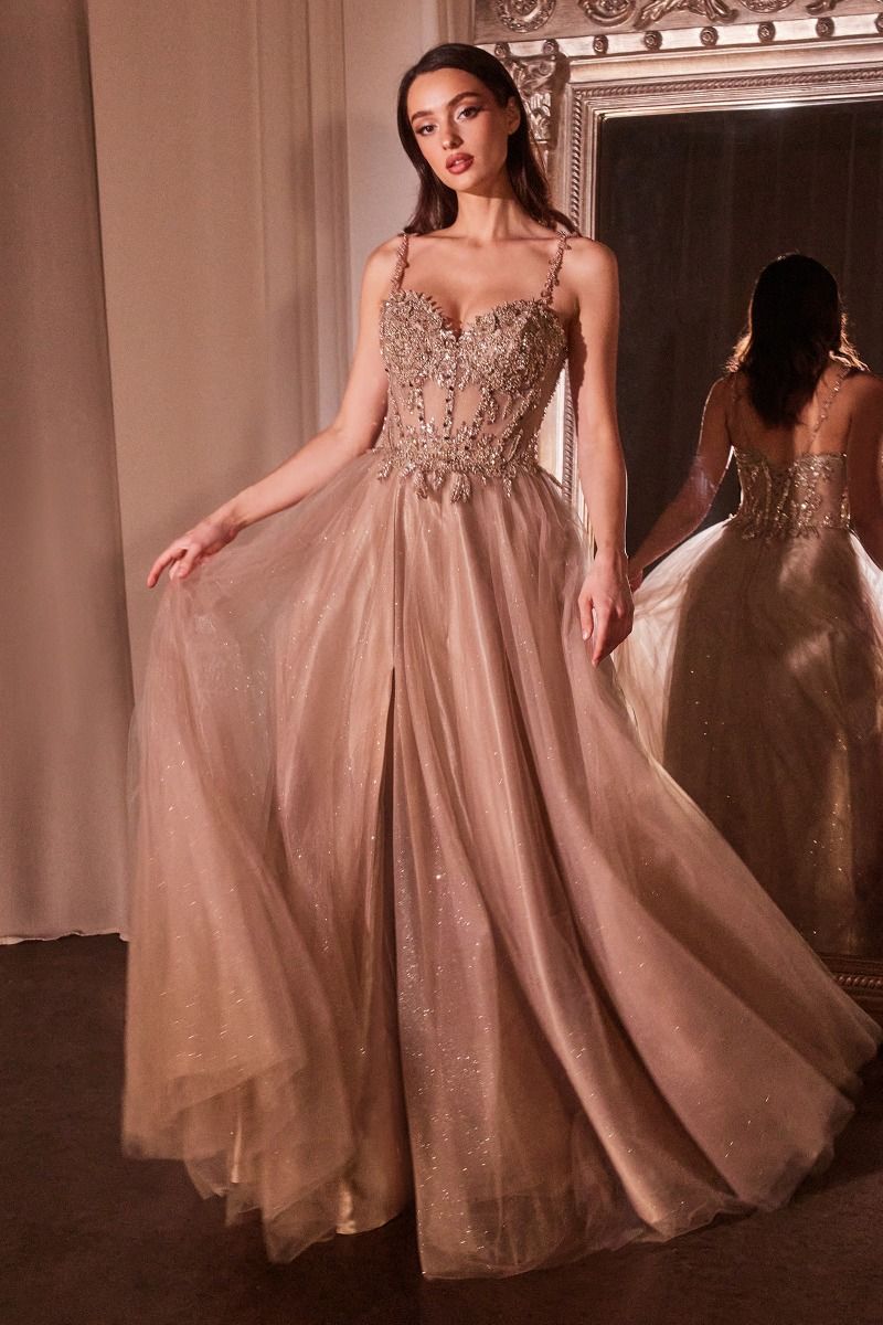 Sweetheart Neckline Tulle A-Line Gown by Cinderella Divine CD0234 - Special Occasion/Curves