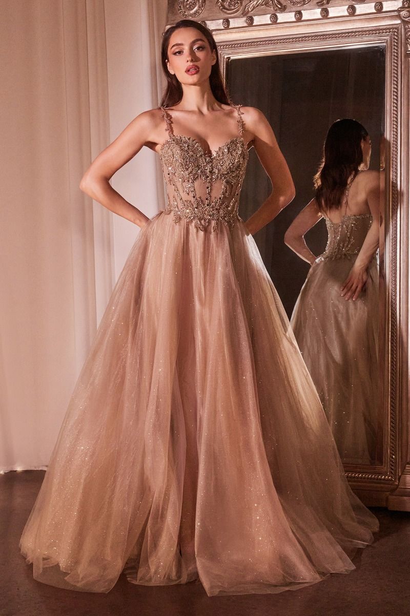 Sweetheart Neckline Tulle A-Line Gown by Cinderella Divine CD0234 - Special Occasion/Curves
