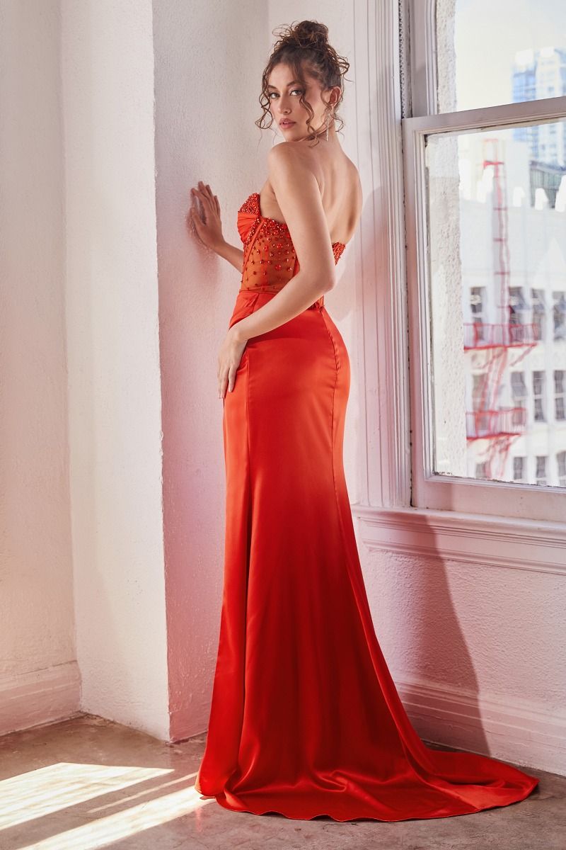 Daisy Embellished Strapless Corset Gown By Ladivine CD295 - Women Evening Formal Gown - Special Occasion
