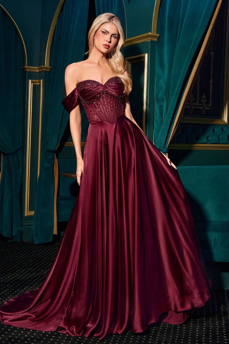 Off The Shoulder Sweetheart A-Line Gown By Ladivine CD297 - Women Evening Formal Gown - Special Occasion
