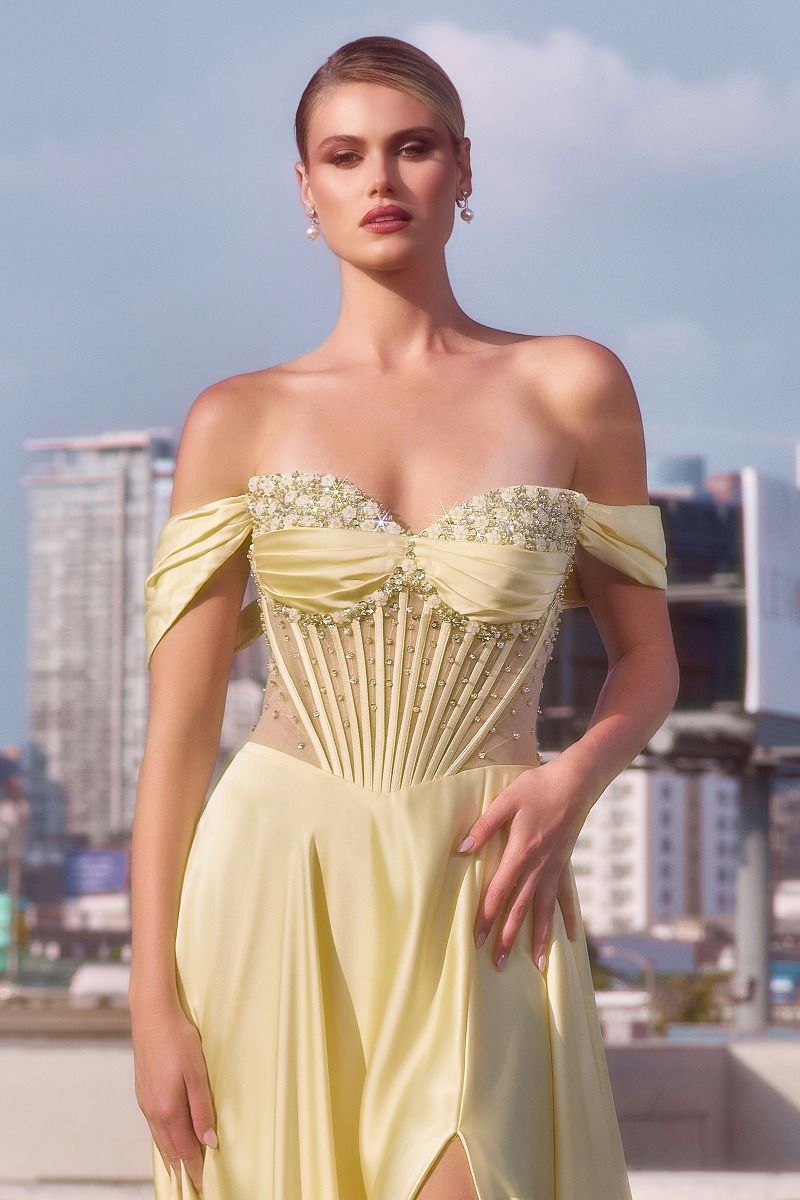 Off The Shoulder Sweetheart A-Line Gown By Ladivine CD297 - Women Evening Formal Gown - Special Occasion