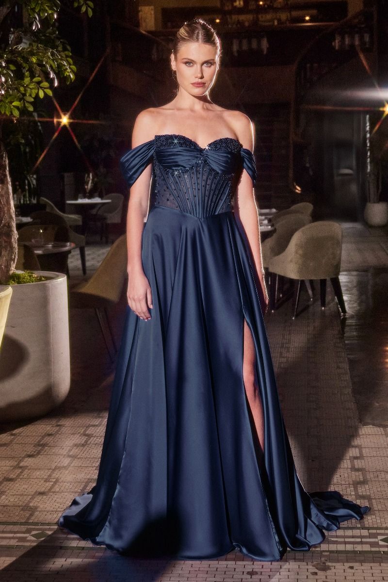 Off The Shoulder Sweetheart A-Line Gown By Ladivine CD297 - Women Evening Formal Gown - Special Occasion