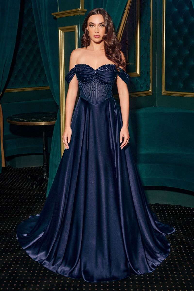 Off The Shoulder Sweetheart A-Line Gown By Ladivine CD297 - Women Evening Formal Gown - Special Occasion