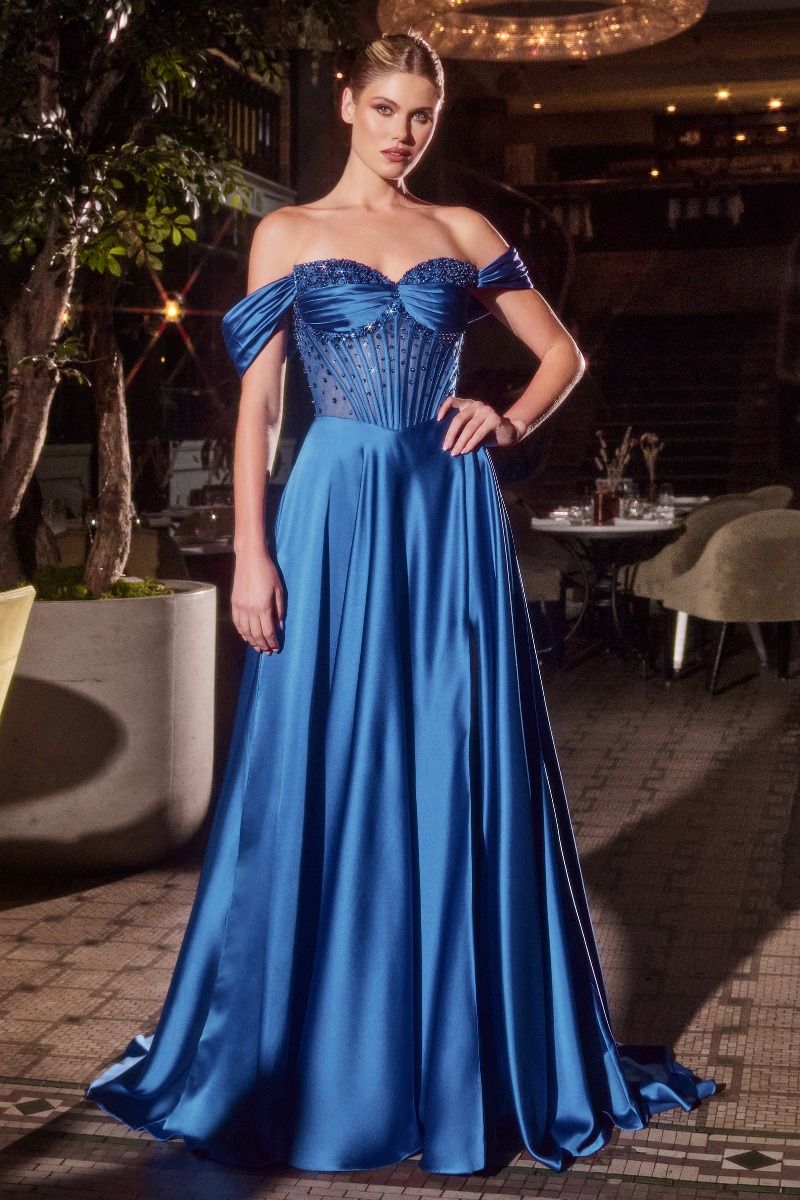 Off The Shoulder Sweetheart A-Line Gown By Ladivine CD297 - Women Evening Formal Gown - Special Occasion